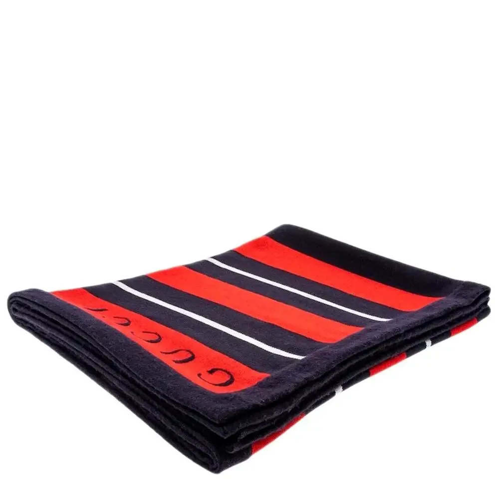 NEW Gucci Web Wool Blanket Reversible Navy Red White 45x70 Authentic